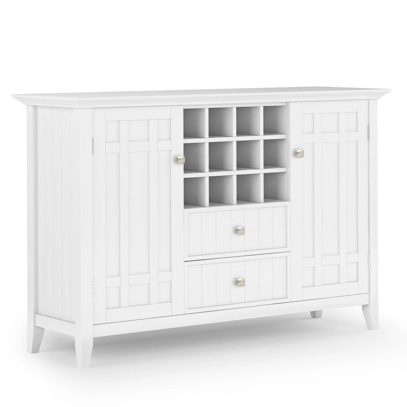WYNDENHALL Freemont SOLID WOOD 54 inch Wide Transitional Sideboard Buffet and Wine Rack - 54 W x 17 D x 36 H