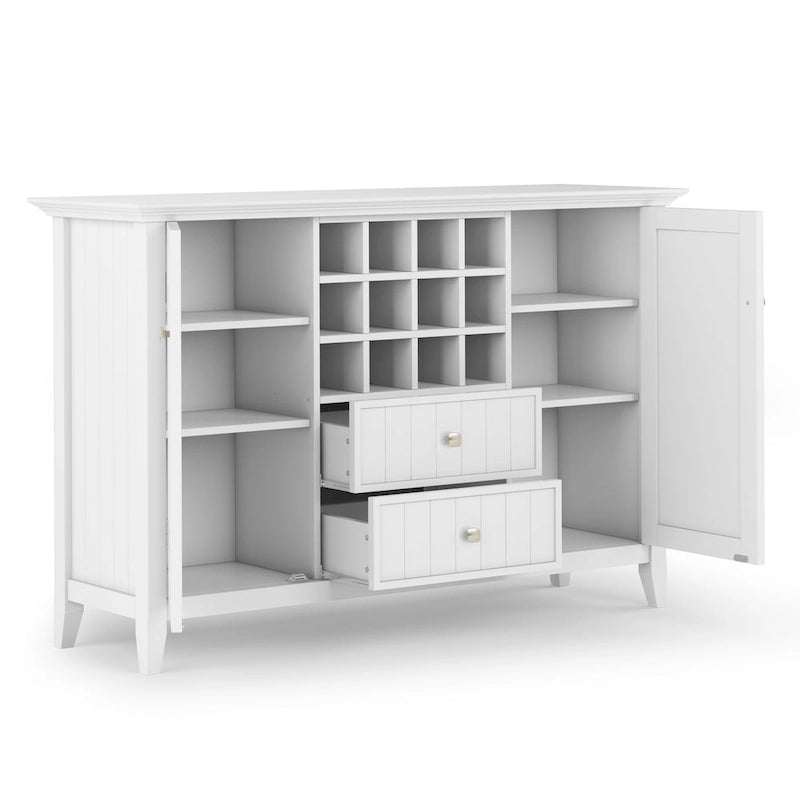 WYNDENHALL Freemont SOLID WOOD 54 inch Wide Transitional Sideboard Buffet and Wine Rack - 54 W x 17 D x 36 H