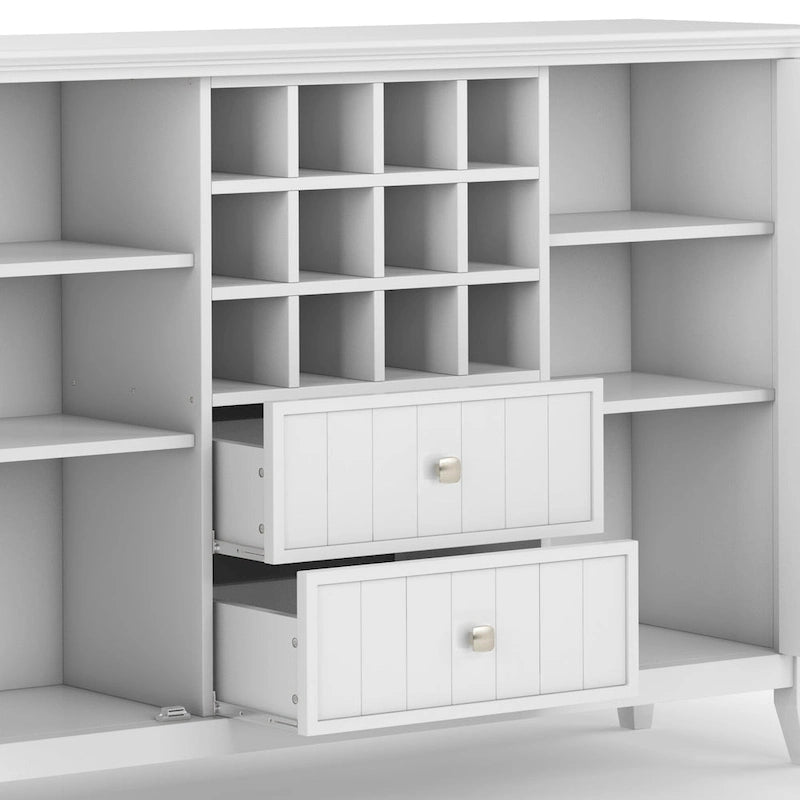 WYNDENHALL Freemont SOLID WOOD 54 inch Wide Transitional Sideboard Buffet and Wine Rack - 54 W x 17 D x 36 H