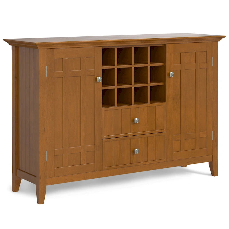WYNDENHALL Freemont SOLID WOOD 54 inch Wide Transitional Sideboard Buffet and Wine Rack - 54 W x 17 D x 36 H