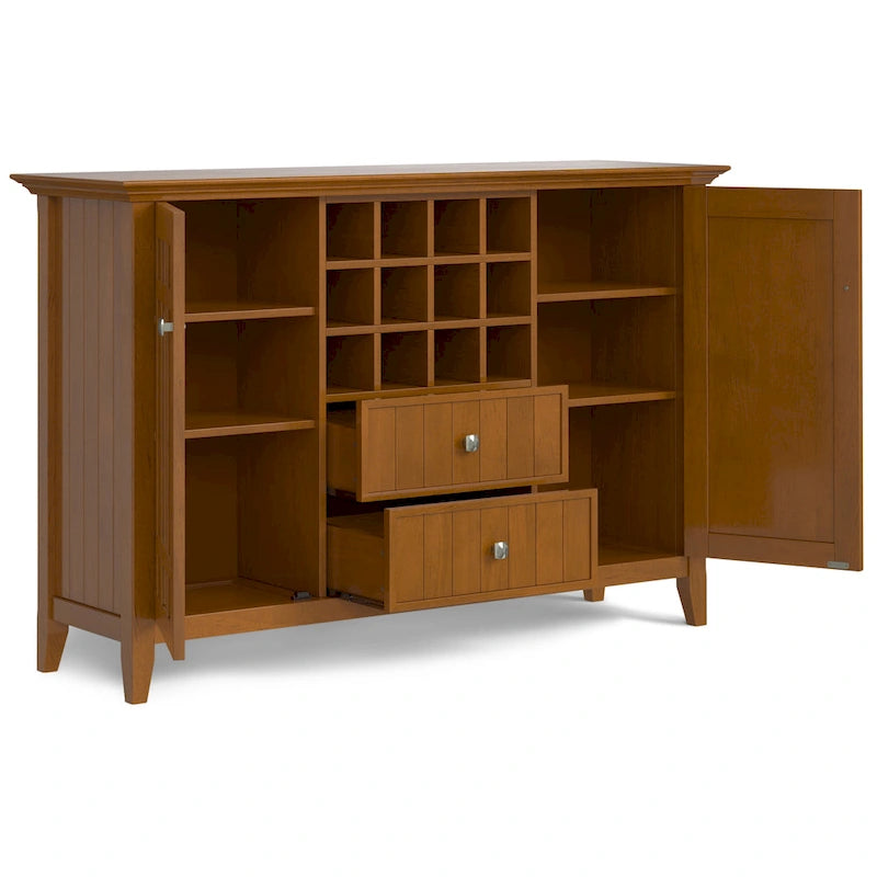 WYNDENHALL Freemont SOLID WOOD 54 inch Wide Transitional Sideboard Buffet and Wine Rack - 54 W x 17 D x 36 H