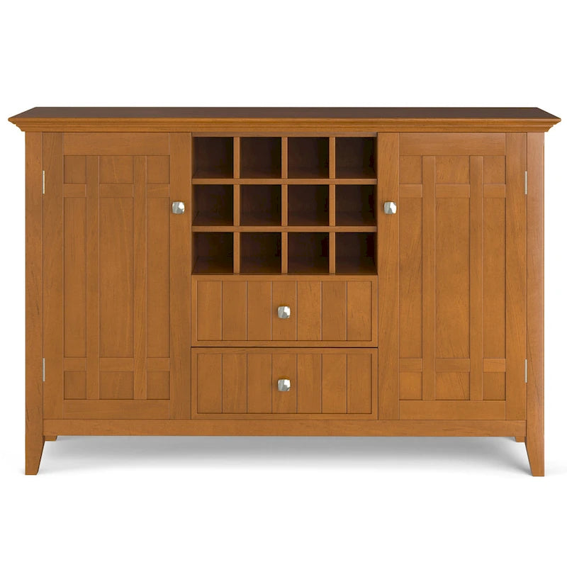 WYNDENHALL Freemont SOLID WOOD 54 inch Wide Transitional Sideboard Buffet and Wine Rack - 54 W x 17 D x 36 H