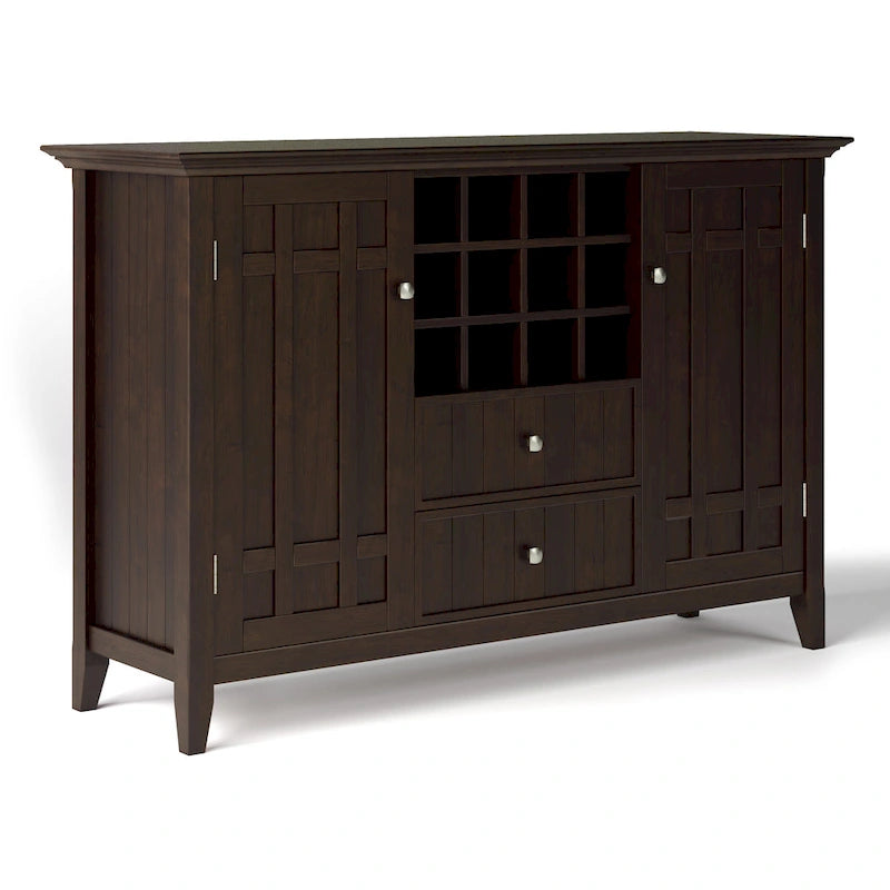 WYNDENHALL Freemont SOLID WOOD 54 inch Wide Transitional Sideboard Buffet and Wine Rack - 54 W x 17 D x 36 H