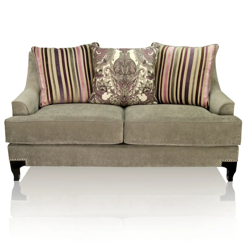 Divanetto imbottito Gisc Contemporary Fabric con borchie di Furniture of America