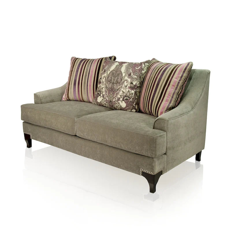 Divanetto imbottito Gisc Contemporary Fabric con borchie di Furniture of America