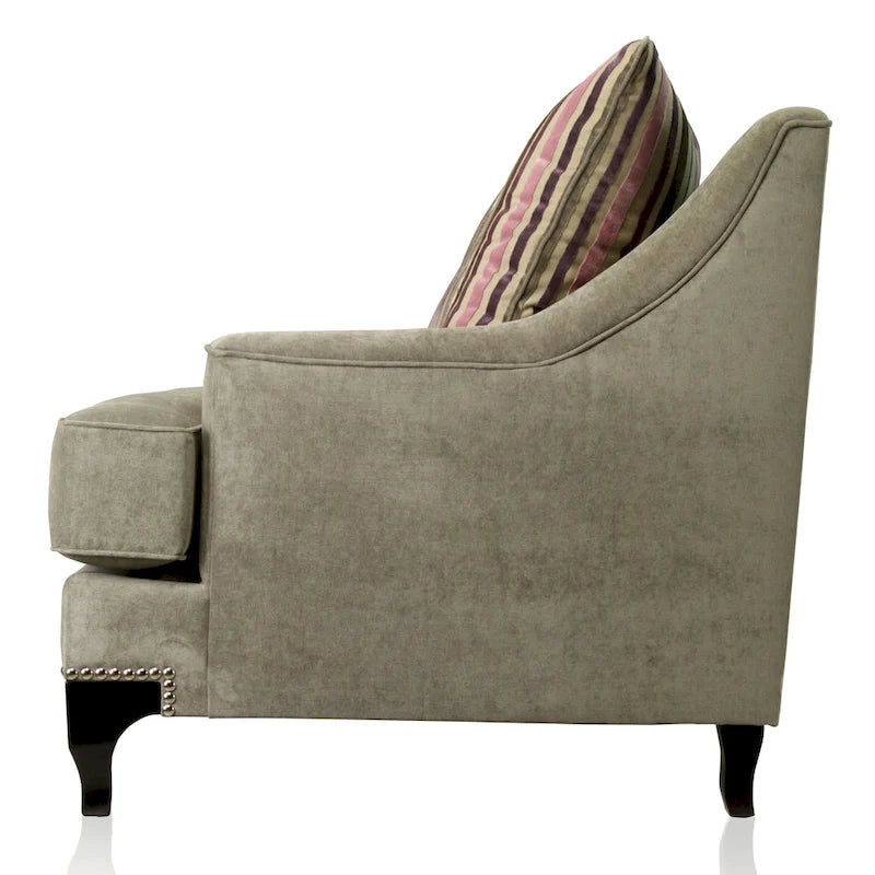 Divanetto imbottito Gisc Contemporary Fabric con borchie di Furniture of America