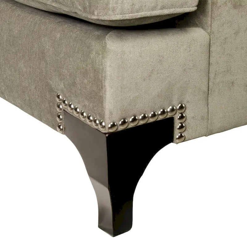 Divanetto imbottito Gisc Contemporary Fabric con borchie di Furniture of America