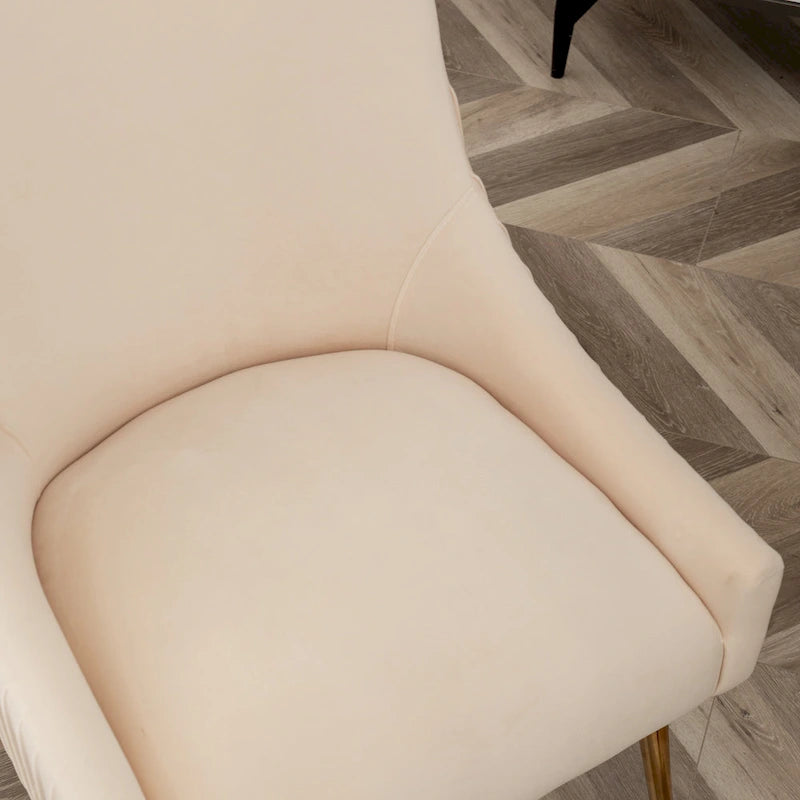 SEYNAR Modern Glam Boucle Pleated Velvet Dining Chair or Vanity Chair Set of 2 with Rear Handle