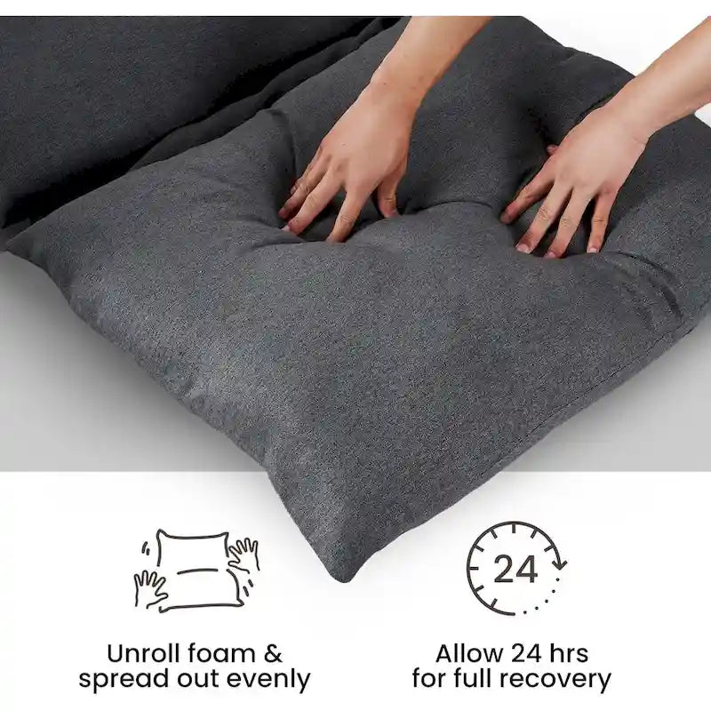 Poltrona moderna in lino con struttura a fionda per soggiorno, camera da letto e ufficio, con telaio in metallo e morbido cuscino a sacco