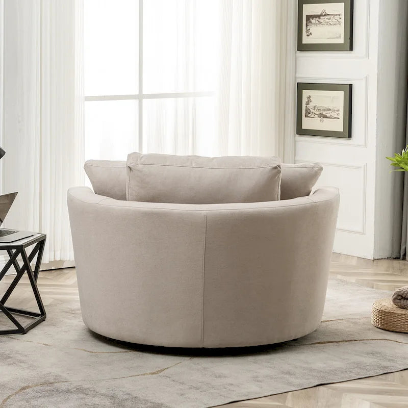 Elegante Poltrona a Botte Girevole Rotonda Larga 54, Una Poltrona e Mezza