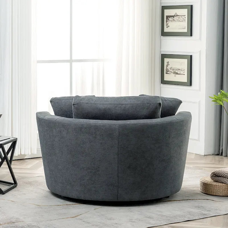 Elegante Poltrona a Botte Girevole Rotonda Larga 54, Una Poltrona e Mezza