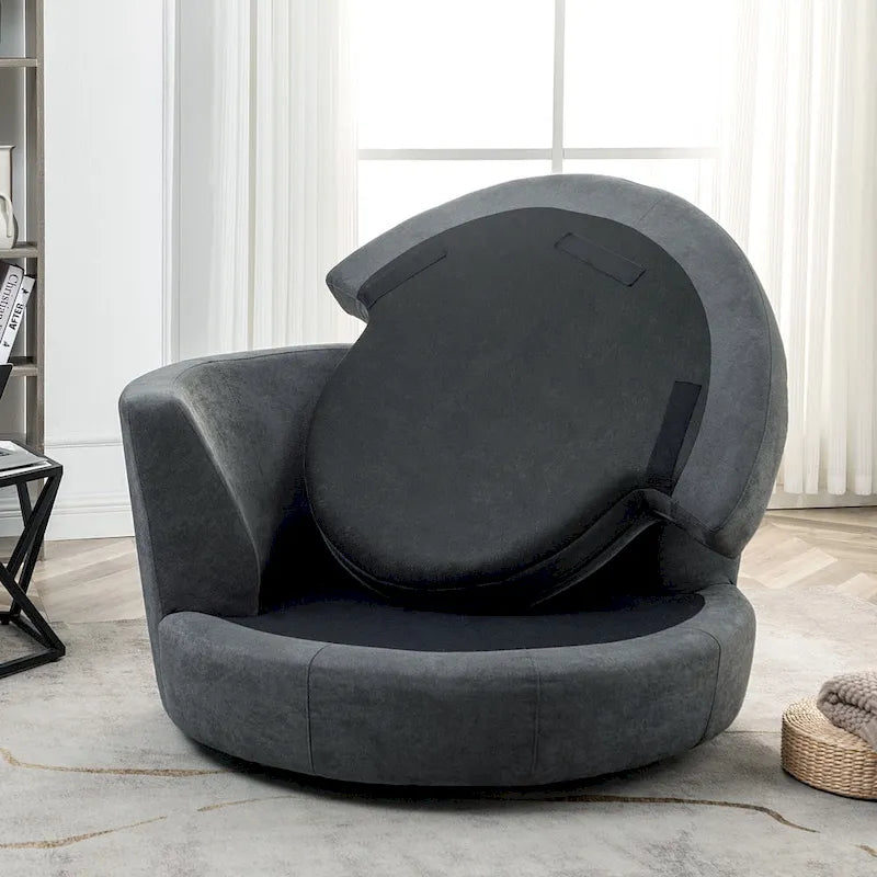 Elegante Poltrona a Botte Girevole Rotonda Larga 54, Una Poltrona e Mezza