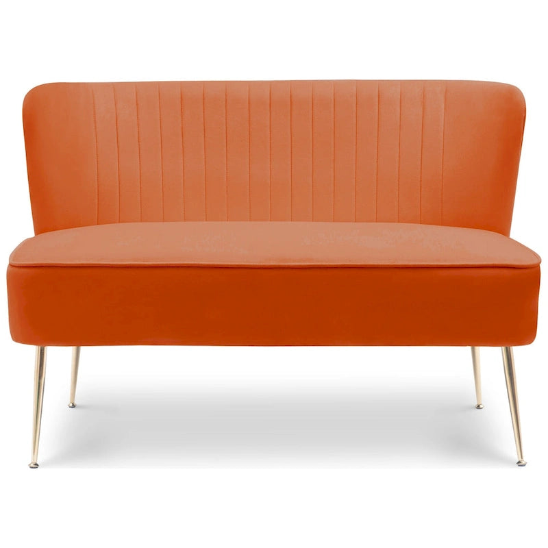 Divanetto Farrah rivestito in velluto poliestere, largo 117 cm - Senza braccioli/Schienale smerlato