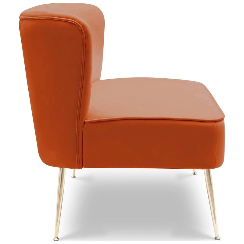 Divanetto Farrah rivestito in velluto poliestere, largo 117 cm - Senza braccioli/Schienale smerlato