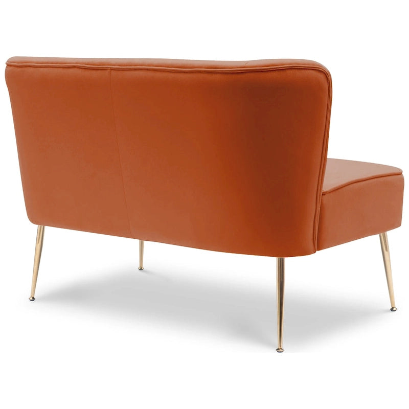 Divanetto Farrah rivestito in velluto poliestere, largo 117 cm - Senza braccioli/Schienale smerlato