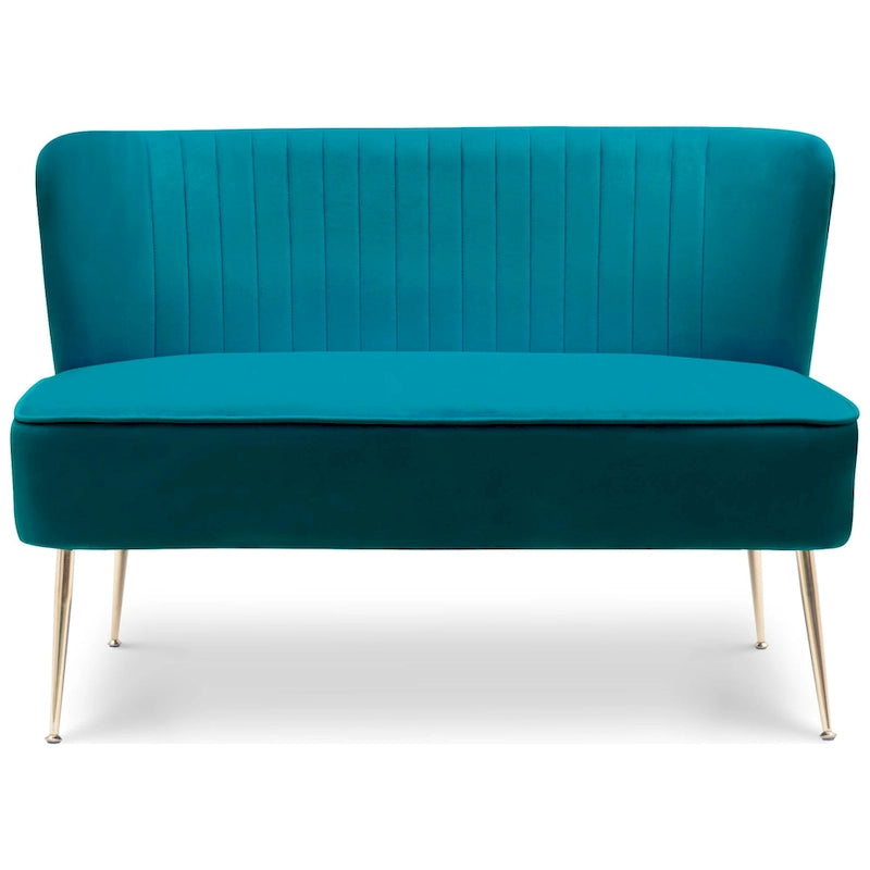 Divanetto Farrah rivestito in velluto poliestere, largo 117 cm - Senza braccioli/Schienale smerlato