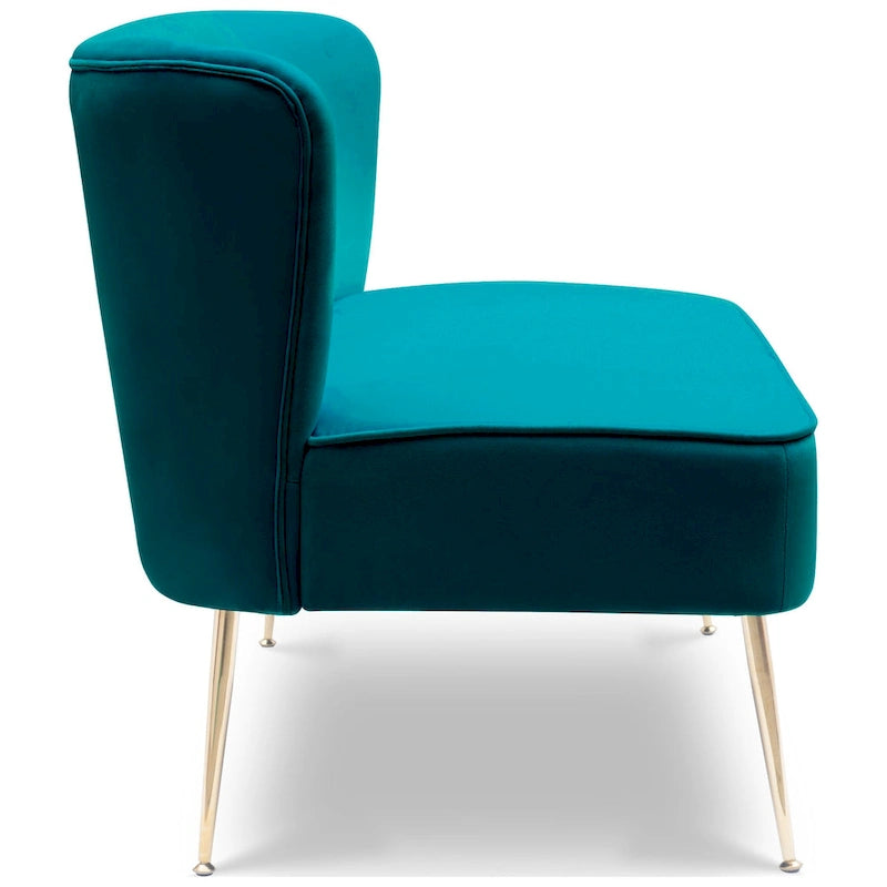 Divanetto Farrah rivestito in velluto poliestere, largo 117 cm - Senza braccioli/Schienale smerlato