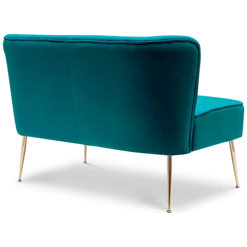 Divanetto Farrah rivestito in velluto poliestere, largo 117 cm - Senza braccioli/Schienale smerlato