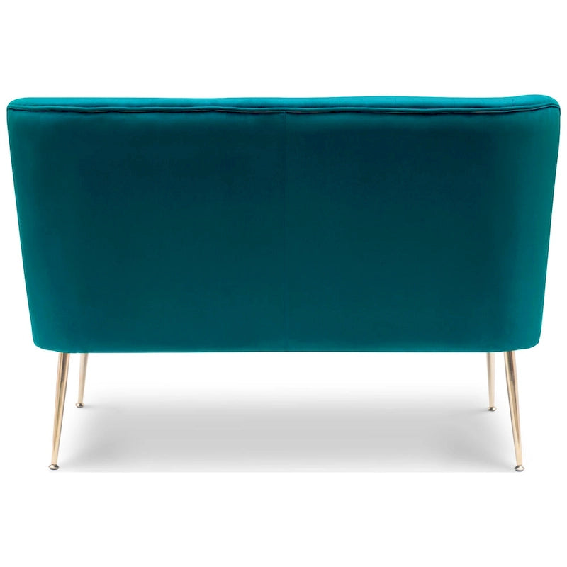 Divanetto Farrah rivestito in velluto poliestere, largo 117 cm - Senza braccioli/Schienale smerlato