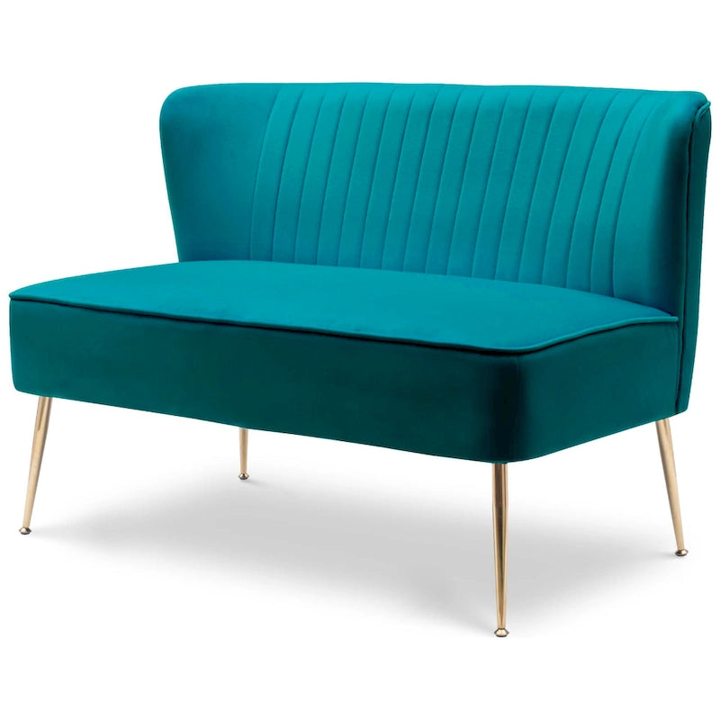 Divanetto Farrah rivestito in velluto poliestere, largo 117 cm - Senza braccioli/Schienale smerlato