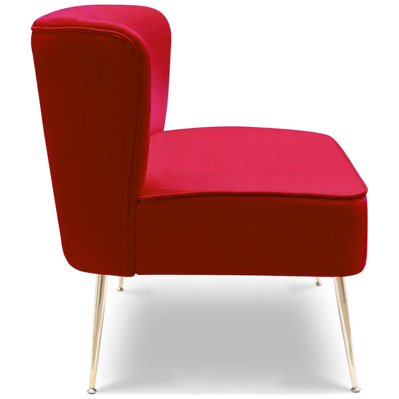 Divanetto Farrah rivestito in velluto poliestere, largo 117 cm - Senza braccioli/Schienale smerlato