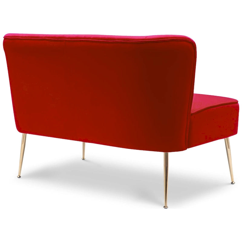 Divanetto Farrah rivestito in velluto poliestere, largo 117 cm - Senza braccioli/Schienale smerlato