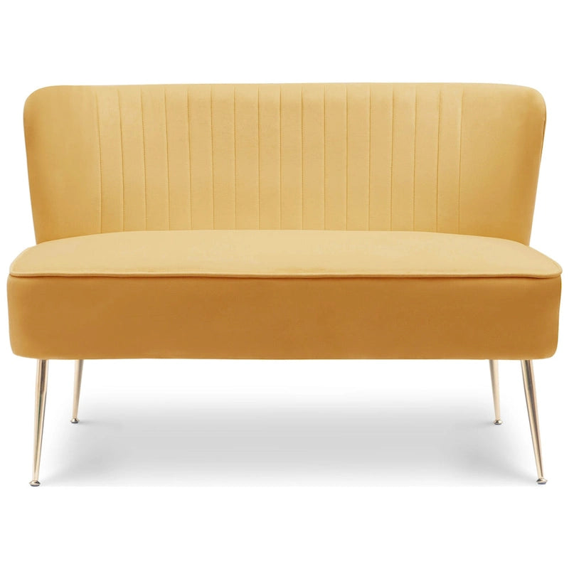 Divanetto Farrah rivestito in velluto poliestere, largo 117 cm - Senza braccioli/Schienale smerlato