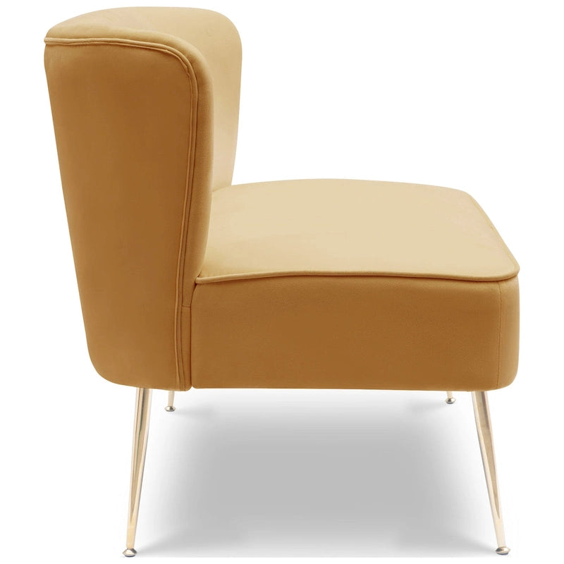 Divanetto Farrah rivestito in velluto poliestere, largo 117 cm - Senza braccioli/Schienale smerlato