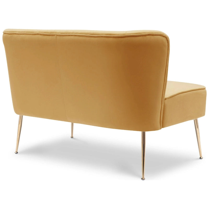 Divanetto Farrah rivestito in velluto poliestere, largo 117 cm - Senza braccioli/Schienale smerlato