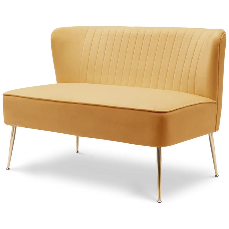 Divanetto Farrah rivestito in velluto poliestere, largo 117 cm - Senza braccioli/Schienale smerlato