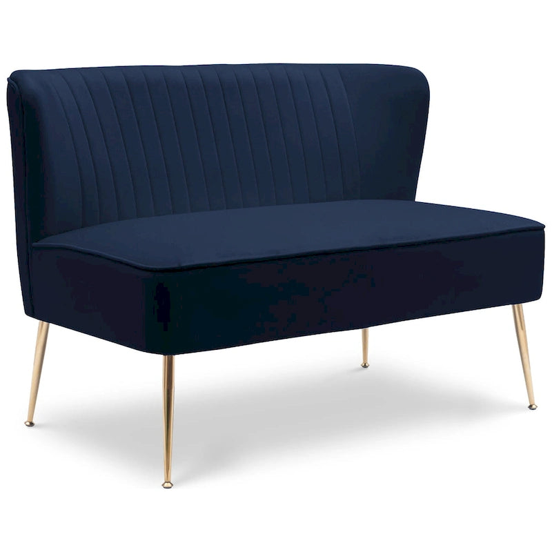 Divanetto Farrah rivestito in velluto poliestere, largo 117 cm - Senza braccioli/Schienale smerlato