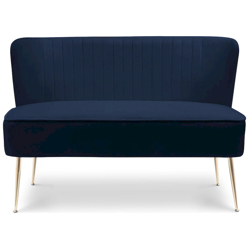 Divanetto Farrah rivestito in velluto poliestere, largo 117 cm - Senza braccioli/Schienale smerlato