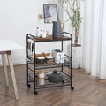 HOMCOM 24 3-Tier Rolling Kitchen Cart, Utility Storage Trolley with 2 Basket Drawers, Side Hooks for Dining Room