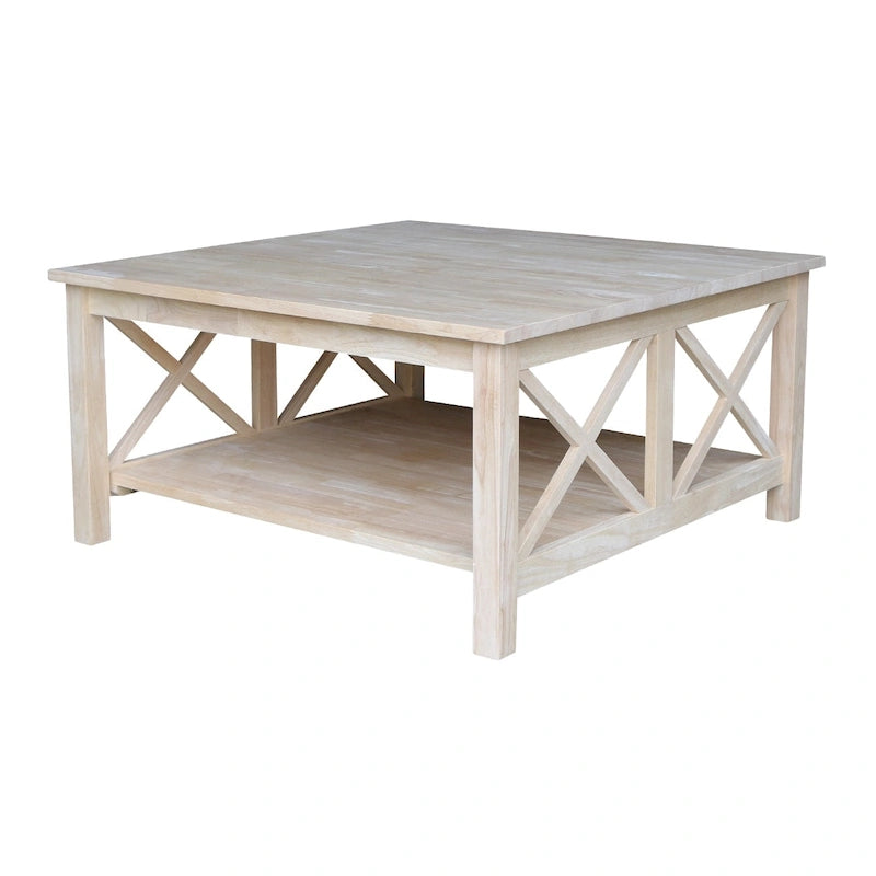 International Concepts Hampton Tavolino da Salotto Quadrato in Legno Massello - 91 x 91 cm