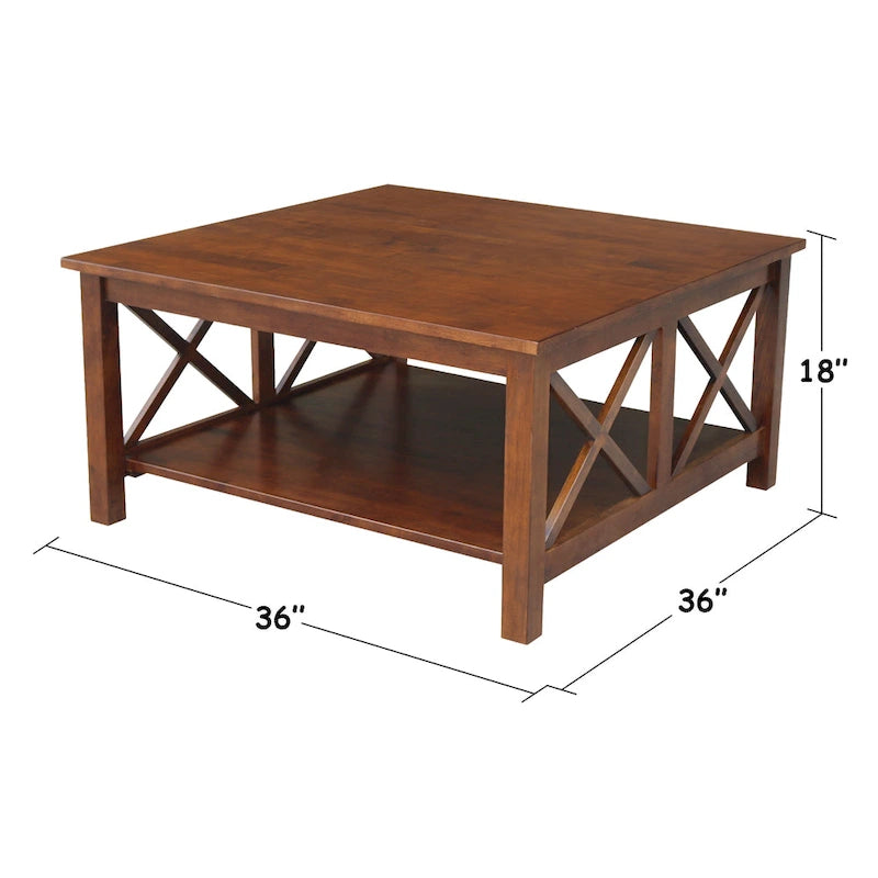 International Concepts Hampton Tavolino da Salotto Quadrato in Legno Massello - 91 x 91 cm