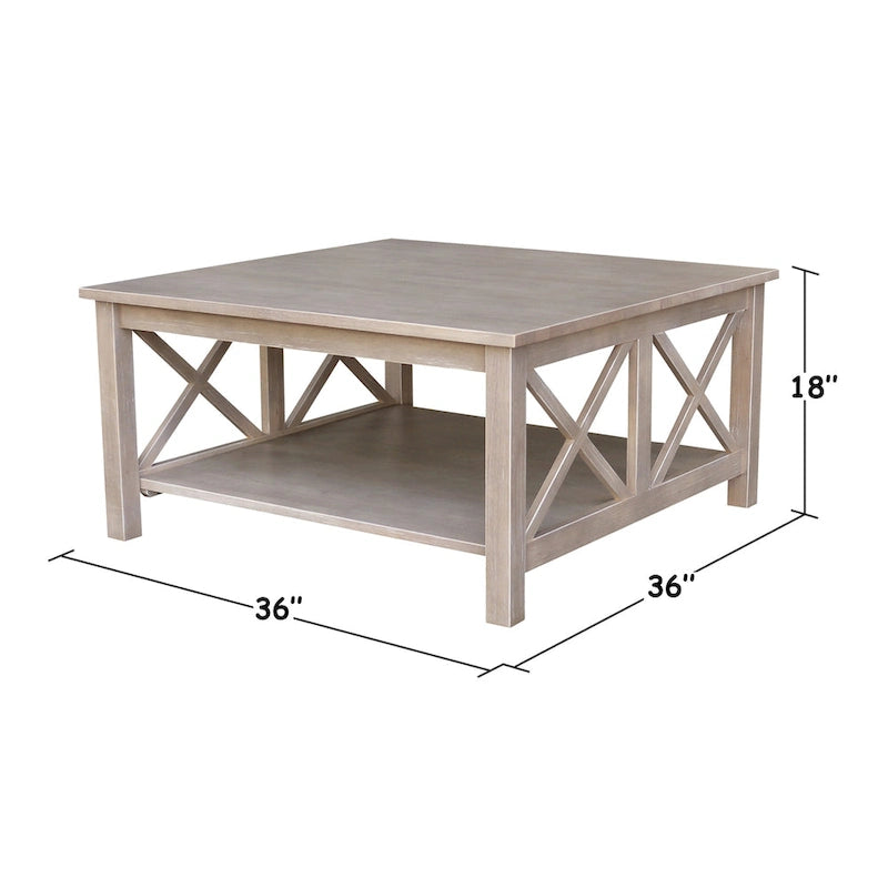 International Concepts Hampton Tavolino da Salotto Quadrato in Legno Massello - 91 x 91 cm