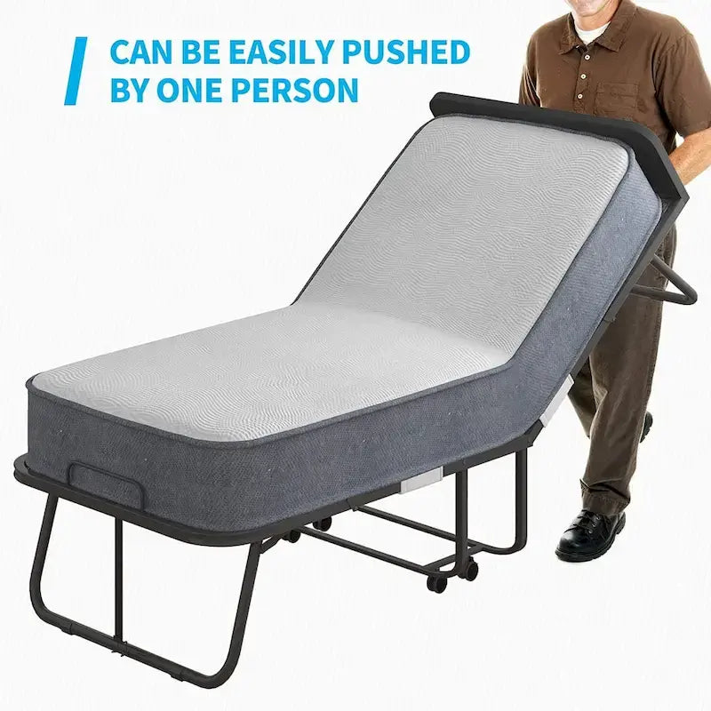 Mixoy Space Saving Fold up Bed with Mattress & Wheels