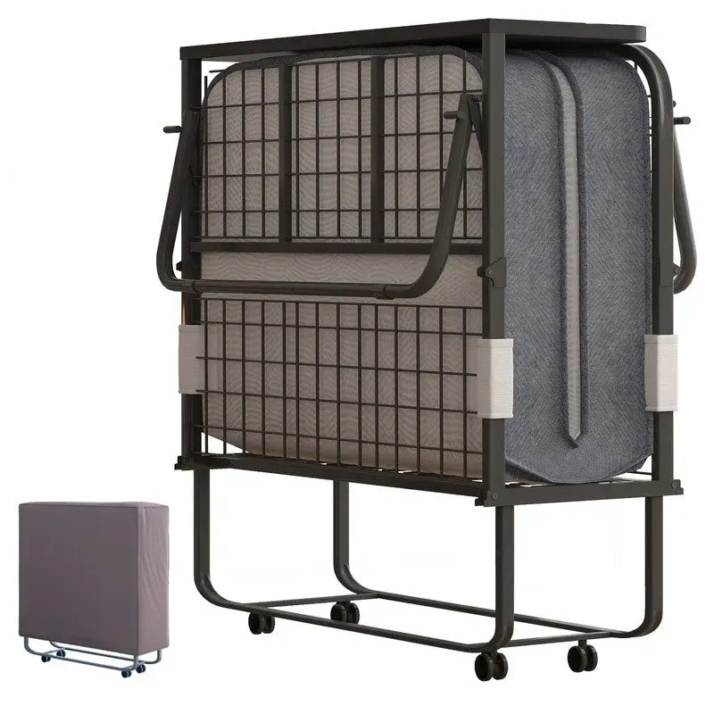 Mixoy Space Saving Fold up Bed with Mattress & Wheels