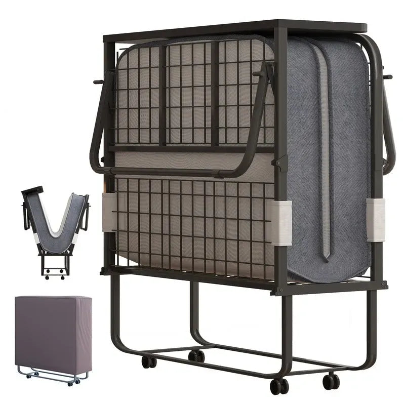Mixoy Space Saving Fold up Bed with Mattress & Wheels
