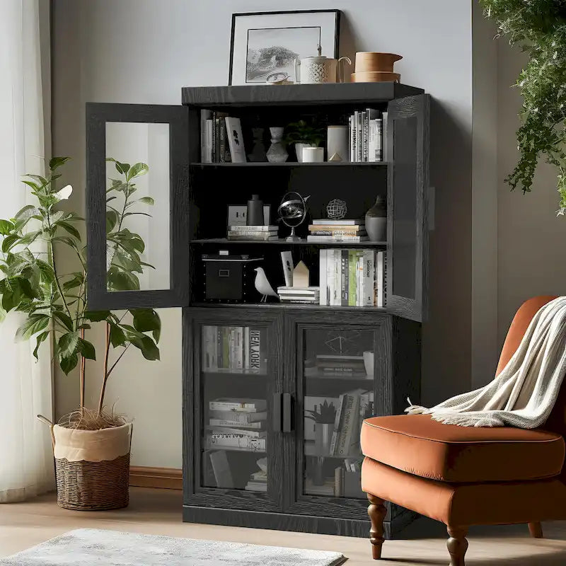 Mobiletto contenitore in legno massello con due ante in vetro 31