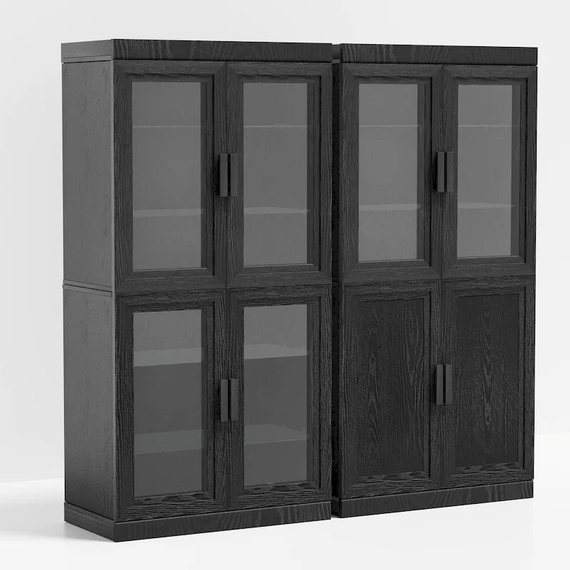 Mobiletto contenitore in legno massello con due ante in vetro 31