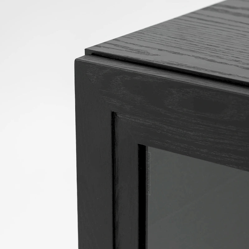 Mobiletto contenitore in legno massello con due ante in vetro 31