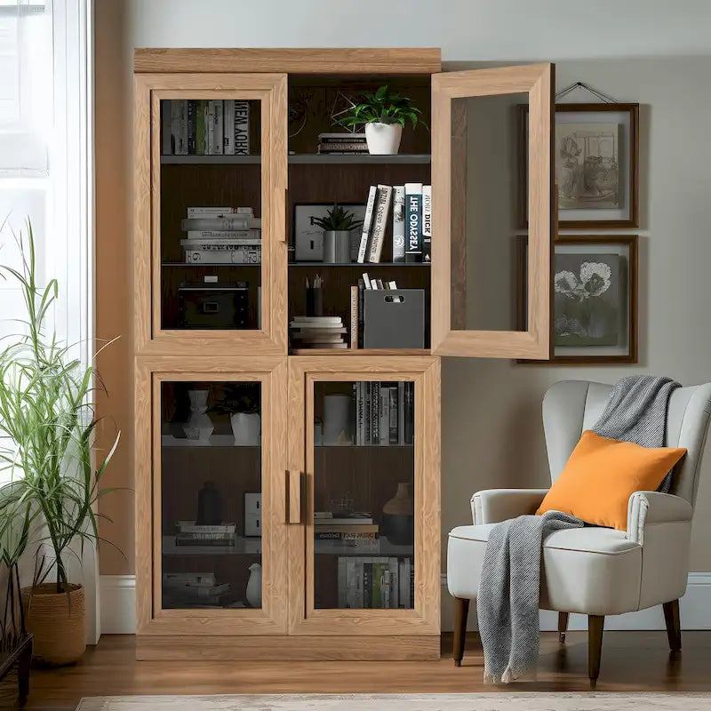 Mobiletto contenitore in legno massello con due ante in vetro 31