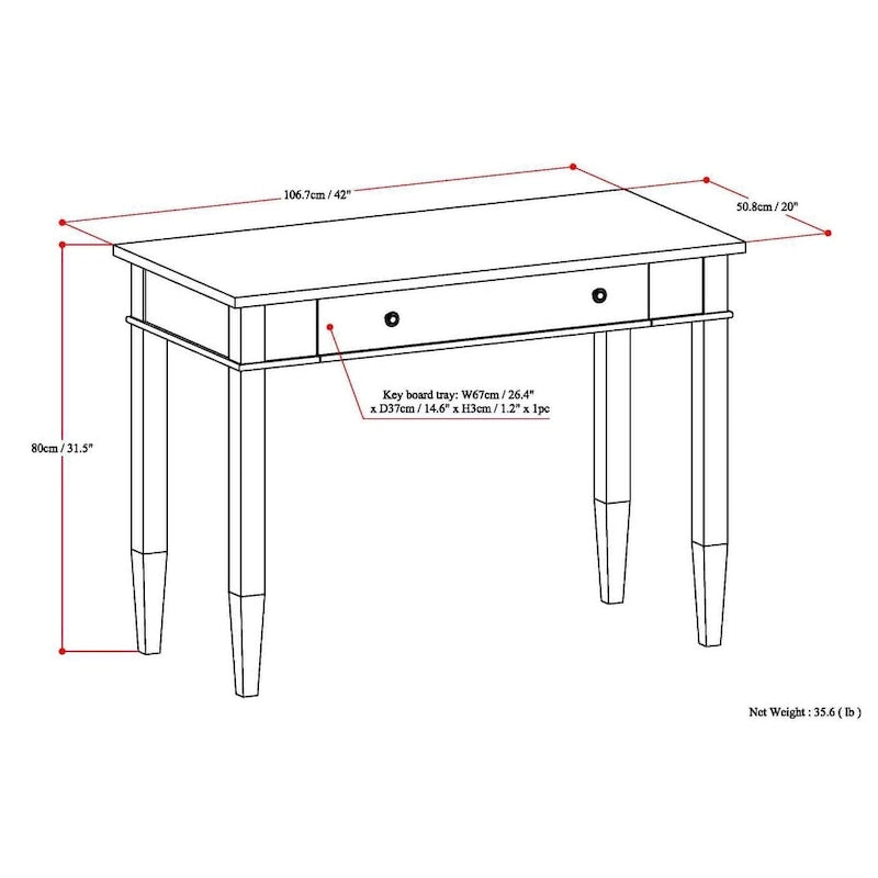WYNDENHALL Scrivania da Ufficio Transizionale in LEGNO MASSELLO Sterling, larga 42 pollici