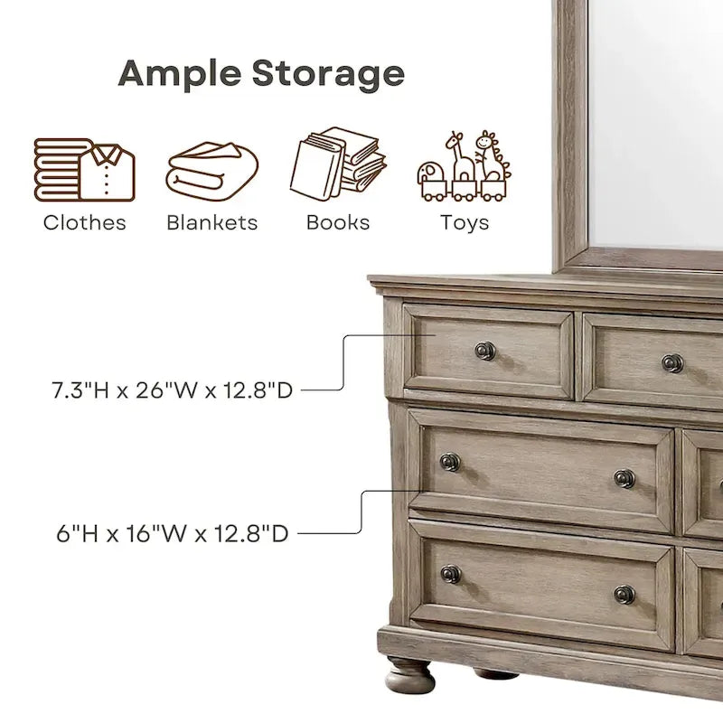 Nahkohe Transitional Grey Wood 3-Piece Storage Sleigh Bed, Nightstand and Dresser Set with USB by Carbon Loft