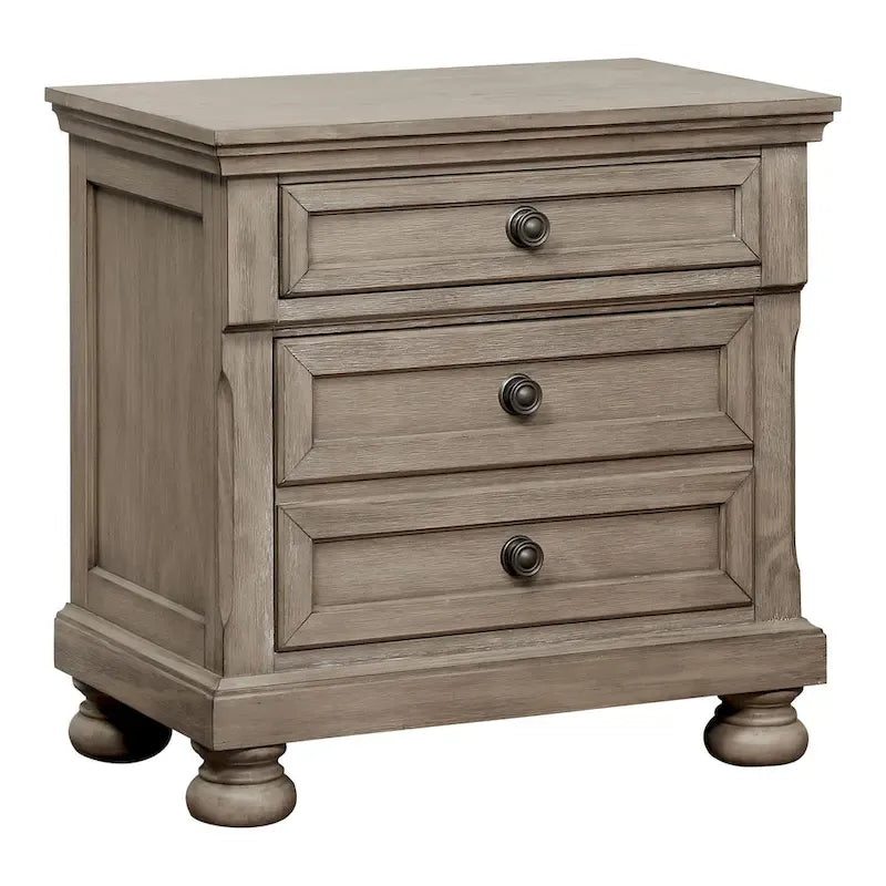 Nahkohe Transitional Grey Wood 3-Piece Storage Sleigh Bed, Nightstand and Dresser Set with USB by Carbon Loft