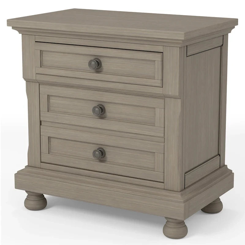 Nahkohe Transitional Grey Wood 3-Piece Storage Sleigh Bed, Nightstand and Dresser Set with USB by Carbon Loft