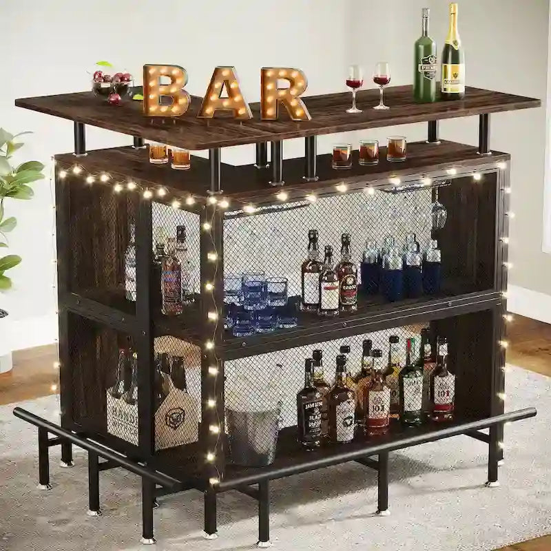 Tavolo bar a L con portabicchieri e ripiani - N/A