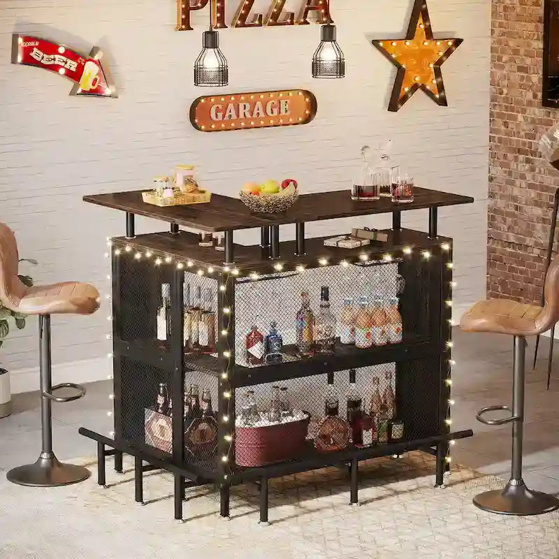 Tavolo bar a L con portabicchieri e ripiani - N/A