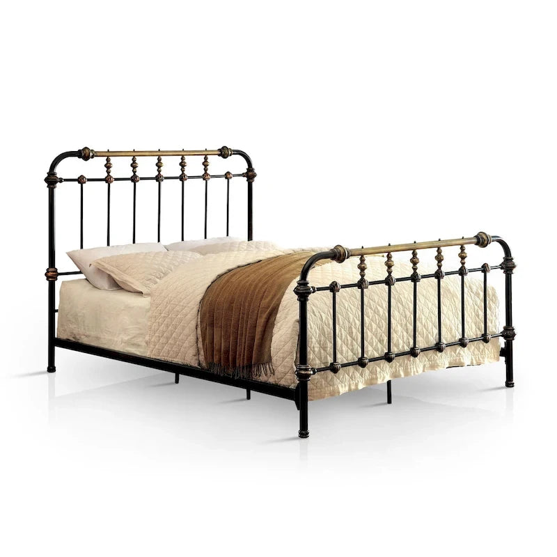 Furniture of America Letto a Pannello Industriale Pall in Metallo Nero
